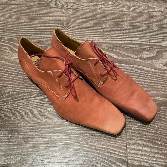 John Fluevog Tudor Prysten Square Toe Lace Up Dress Shoe Leather Portugal Made - Picture 9 of 16